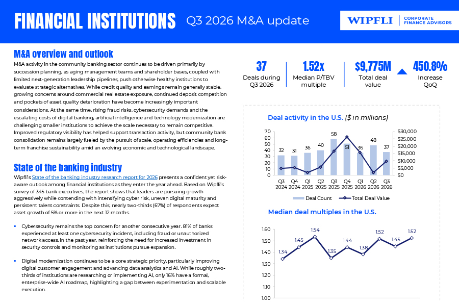 Financial institutions quarterly M&A update